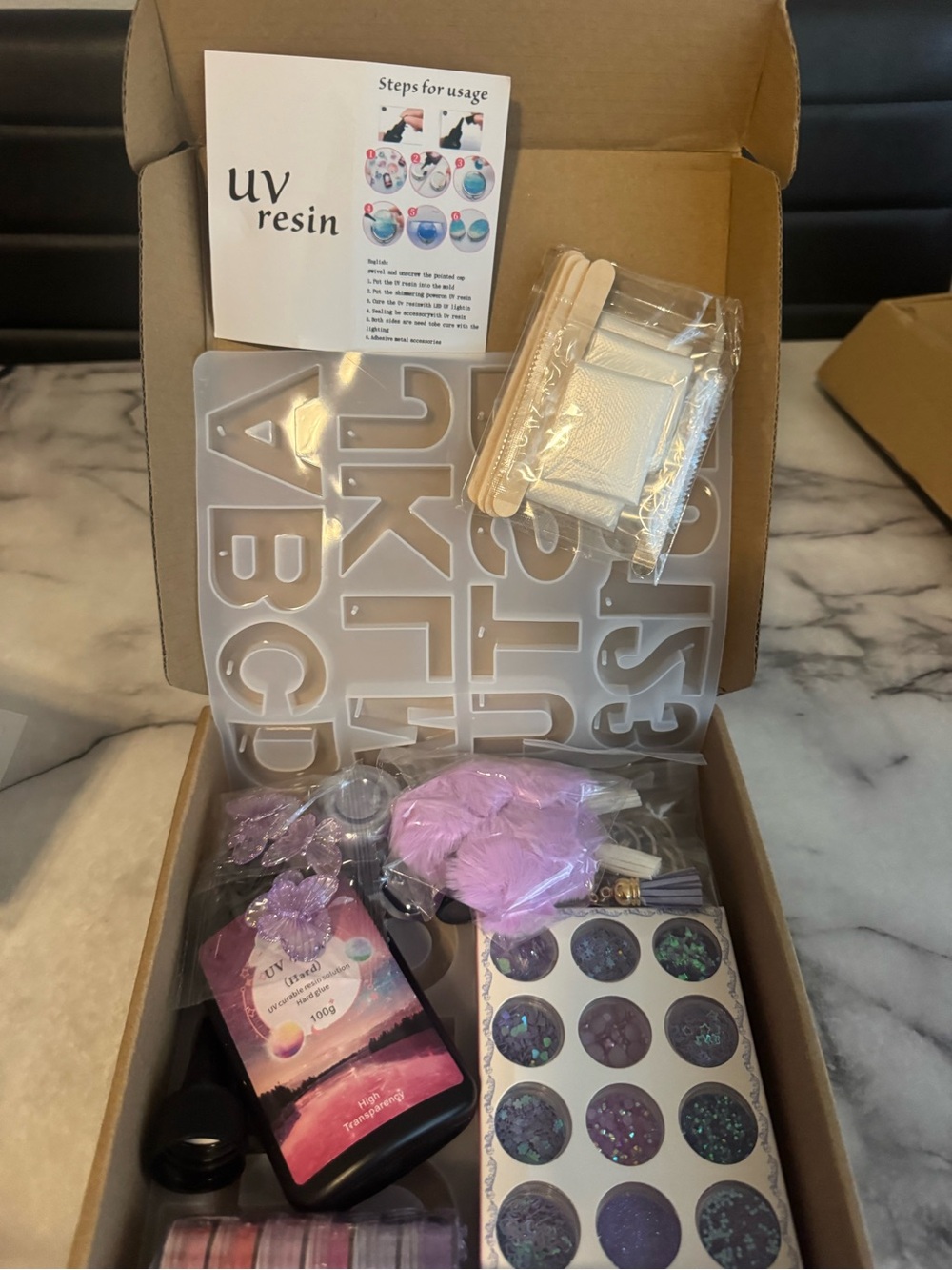 UV Resin Craft Kit with Alphabet Mold & Accessories
